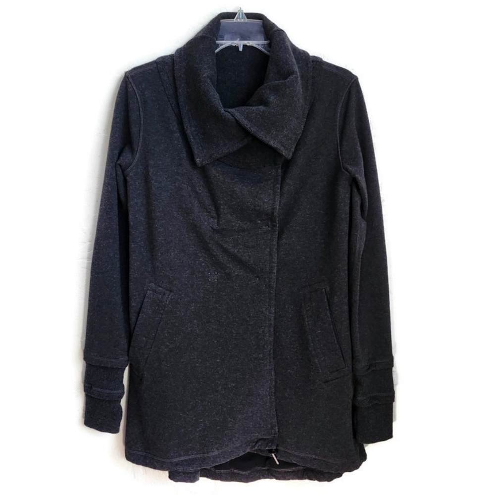 Lululemon Gratitude Heathered Black Soft French Terry Wrap Shawl Collar Jacket